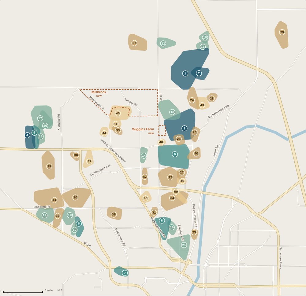 Map of West Lafayette neighborhoods shaded by median sale price