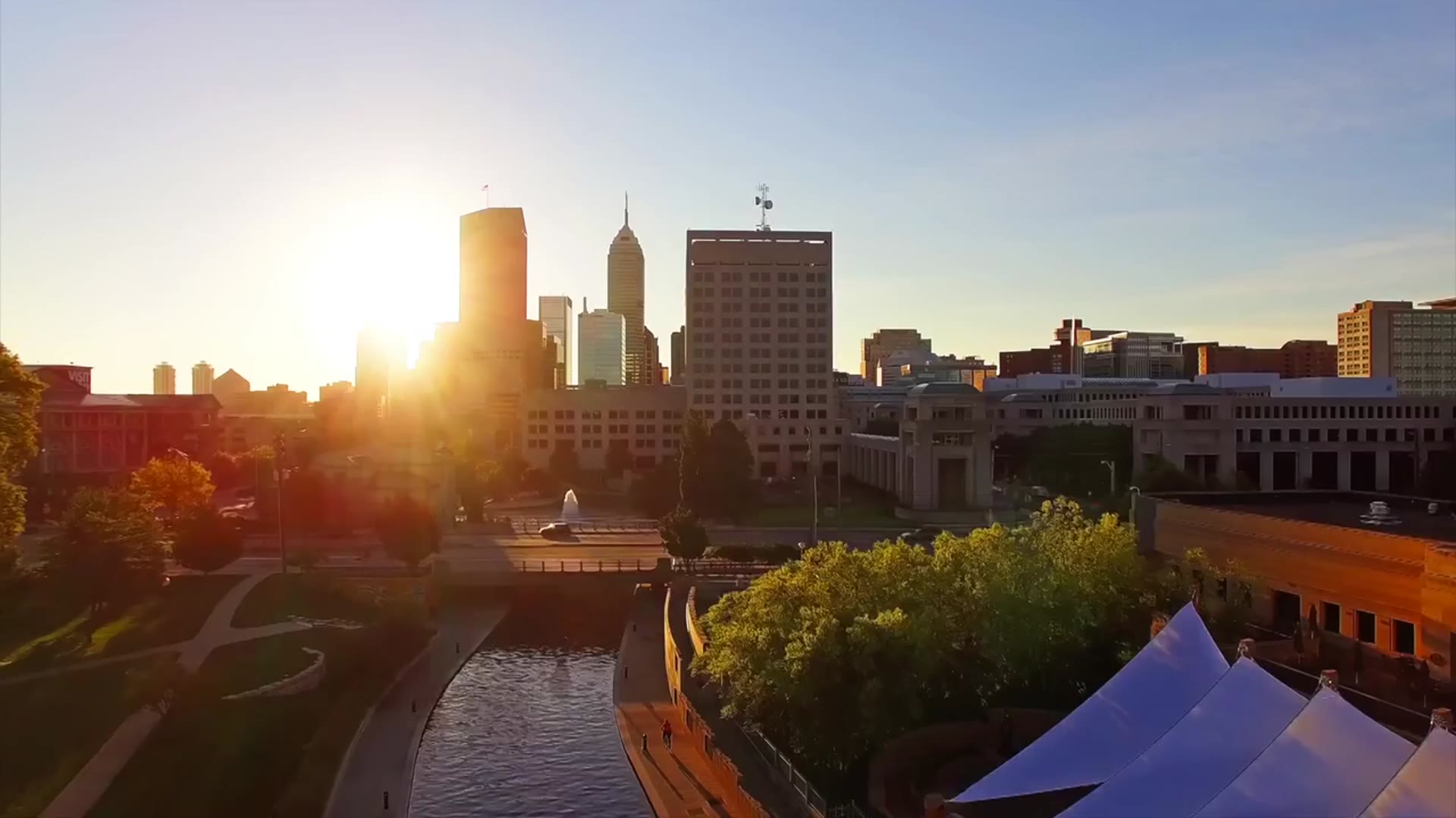 Downtown Indianapolis at dusk